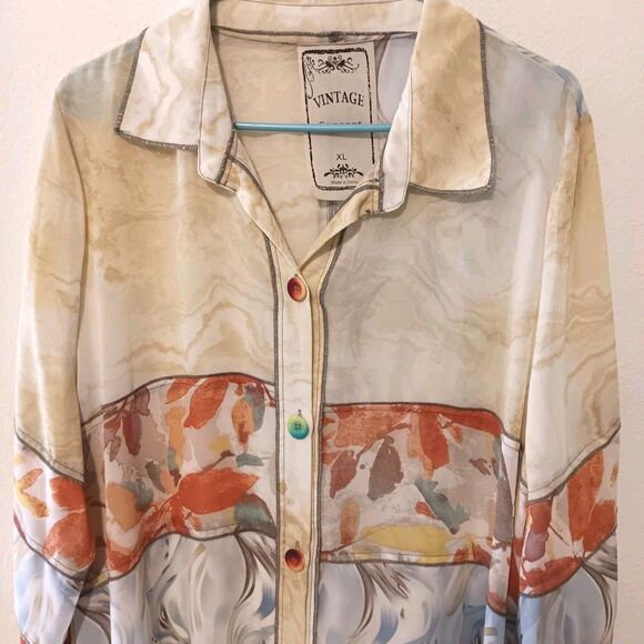 Vintage Concept XL Art-To-Wear Patchwork Blouse Tunic Abstract Floral Print... - Picture 3 of 14